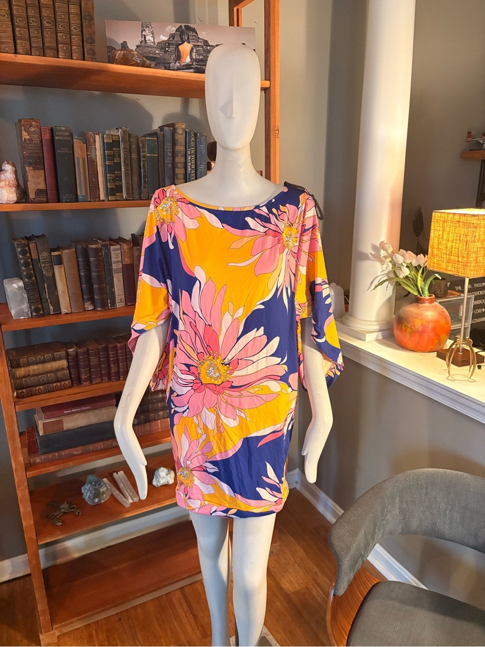 NWT TRINA TURK BREEZE DRESS TUNIC SWIM COVER UP with Bottoms COLORFUL